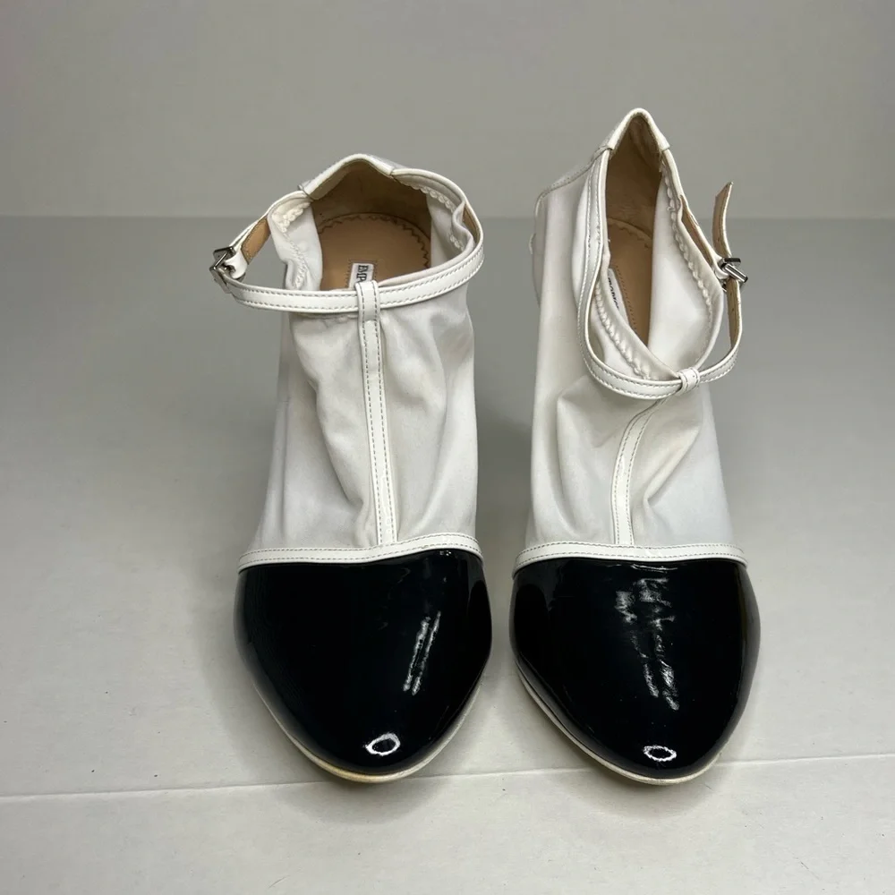 Vintage Emporio Armani Patent Toe Pointed Pumps Ankle Strap and Material Upper